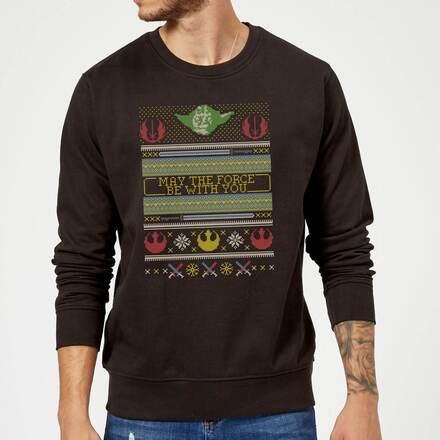 Star Wars May The force Be with You Pattern Christmas Jumper - Black - S