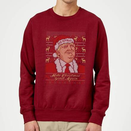 Make Christmas Great Again Donald Trump Christmas Jumper - Burgundy - XL