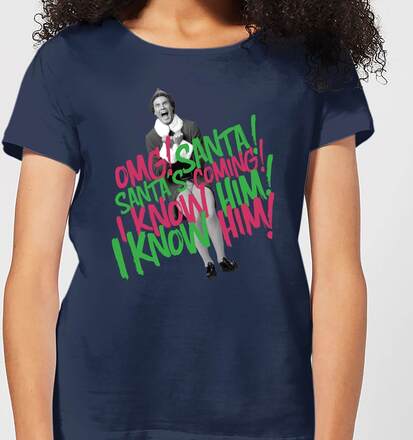 Elf Santa! I Know Him! Women's Christmas T-Shirt - Navy - S