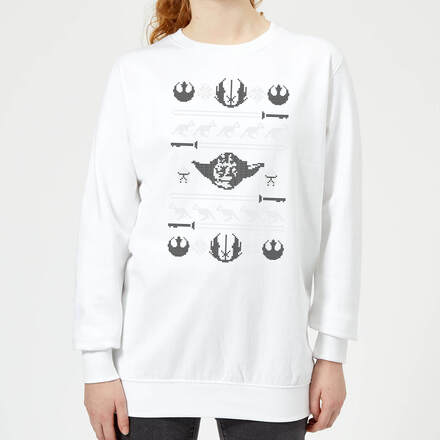 Star Wars Yoda Sabre Knit Women's Christmas Jumper - White - S - White