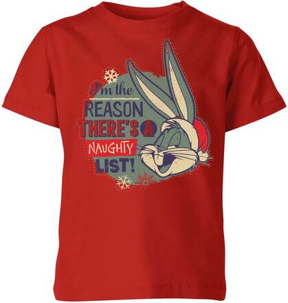 Looney Tunes I'm The Reason There Is A Naughty List Kids' Christmas T-Shirt - Red - 9-10 Years - Red