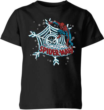 Marvel The Amazing Spider-Man Snowflake Web Kids' Christmas T-Shirt - Black - 7-8 Years - Black