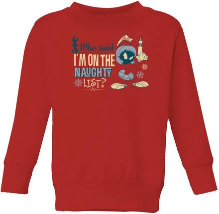 Looney Tunes Martian Who Said Im On The Naughty List Kids' Christmas Jumper - Red - 9-10 Years