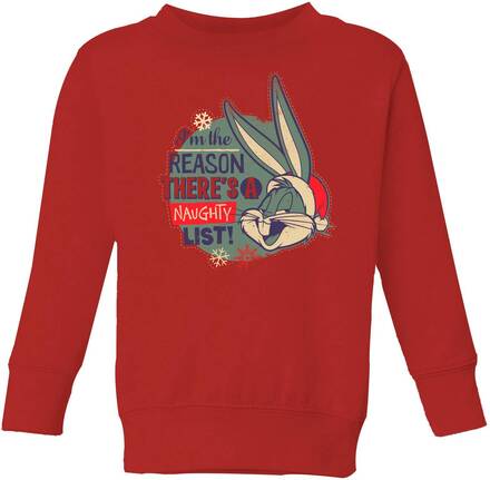 Looney Tunes I'm The Reason There Is A Naughty List Kids' Christmas Jumper - Red - 5-6 Years