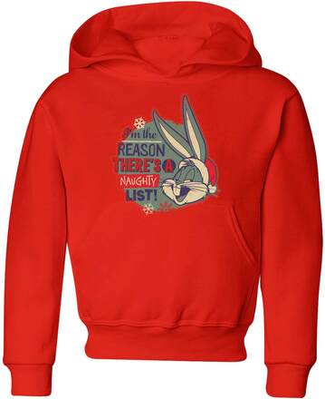 Looney Tunes I'm The Reason There Is A Naughty List Kids' Christmas Hoodie - Red - 5-6 Years - Red