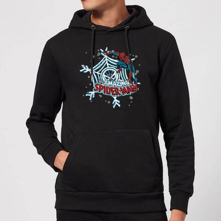 Marvel The Amazing Spider-Man Snowflake Web Christmas Hoodie - Black - XXL - Black