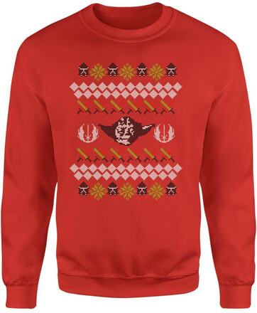 Star Wars Yoda Sabre Knit Red Christmas Jumper - S