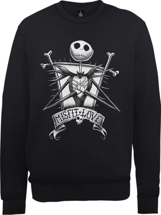 Disney The Nightmare Before Christmas Jack Skellington Misfit Love Black Sweatshirt - M