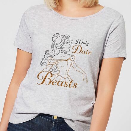 Disney Beauty And The Beast Princess Belle I Only Date Beasts Women's T-Shirt - Grey - XL