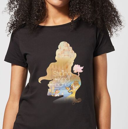 Disney Beauty And The Beast Princess Filled Silhouette Belle Women's T-Shirt - Black - XL