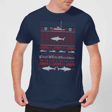 Jaws Great White Christmas Men's T-Shirt - Navy - XXL