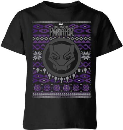 Marvel Avengers Black Panther Kids Christmas T-Shirt - Black - 7-8 Years