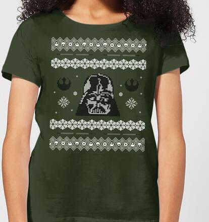 Star Wars Darth Vader Knit Women's Christmas T-Shirt - Forest Green - XL - Forest Green