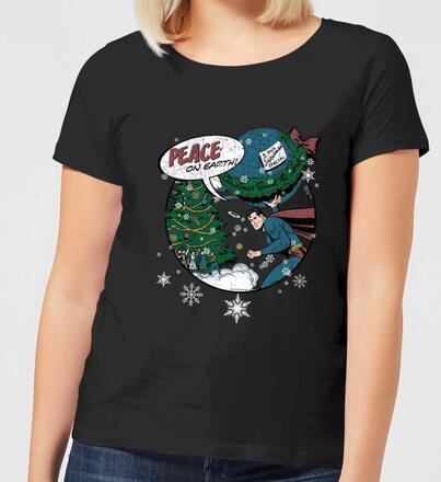 DC Superman Peace On Earth Women's Christmas T-Shirt - Black - XL - Black