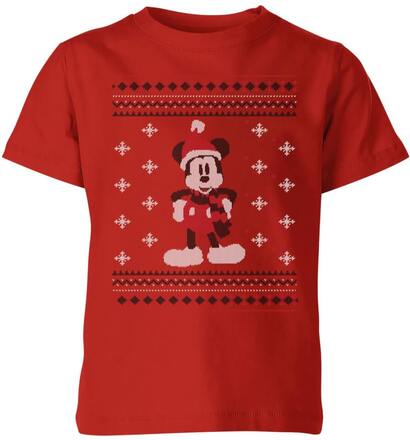 Disney Mickey Scarf Kids' Christmas T-Shirt - Red - 11-12 Years - Red