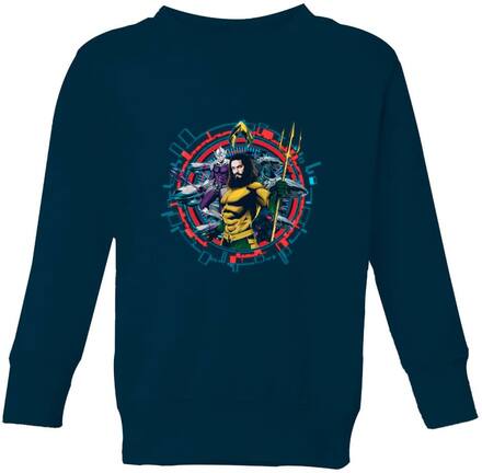 Aquaman Circular Portrait Kids' Sweatshirt - Navy - 9-10 Years - Navy