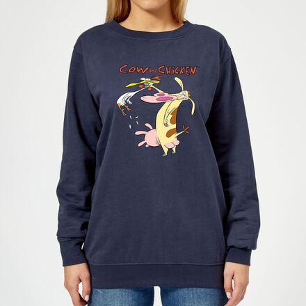 Cow and Chicken Characters Women's Sweatshirt - Navy - M