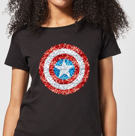 Marvel Captain America Pixelated Shield Women's T-Shirt - Black - XL