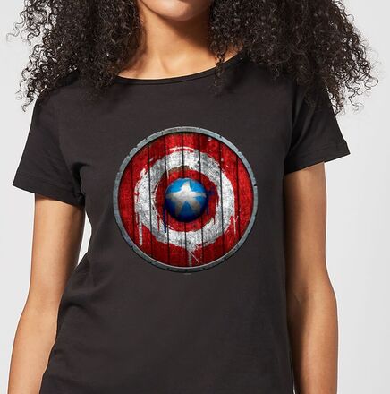 Marvel Captain America Wooden Shield Women's T-Shirt - Black - XL