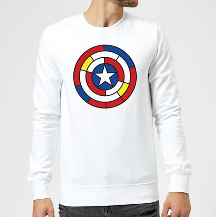 Marvel Captain America Stained Glass Shield Sweatshirt - White - L