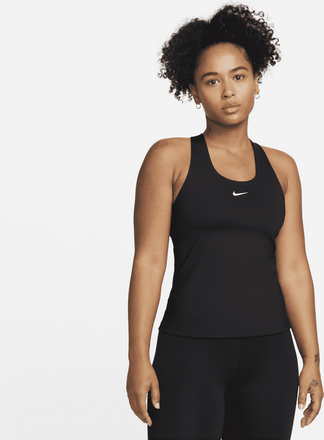 Nike Swoosh Women's Medium-support Padded Sports Bra Tank Top - Black - 50% Recycled Polyester