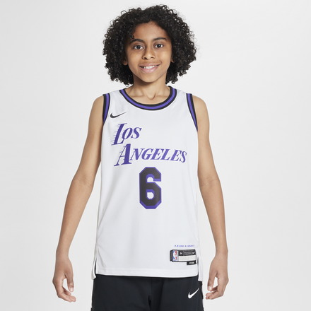 LeBron James Los Angeles Lakers City Edition Older Kids' Nike Dri-FIT NBA Swingman Jersey - White