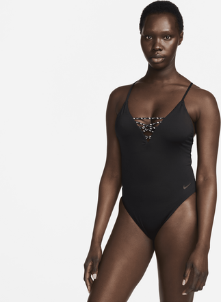 Nike Swim Sneakerkini 2.0 Women's Cross-Back One-Piece Swimsuit - Black - 50% Recycled Polyester
