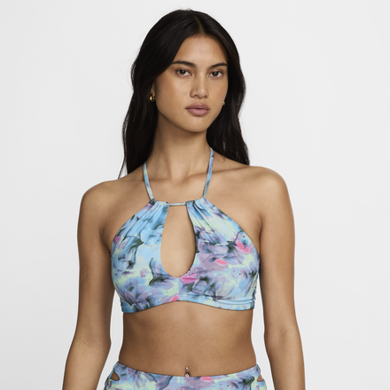 Nike Swim Women's Lace-Up Bikini Top - Blue - 50% Recycled Polyester