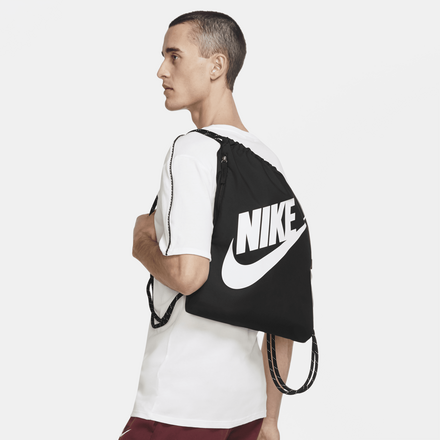 Nike Heritage Drawstring Bag (13L) - Black - 50% Recycled Polyester