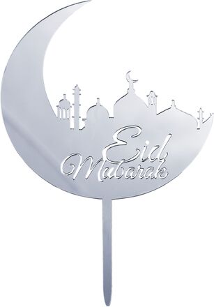 Eid Mubarak Cake Topper i Akrylplast - Silver