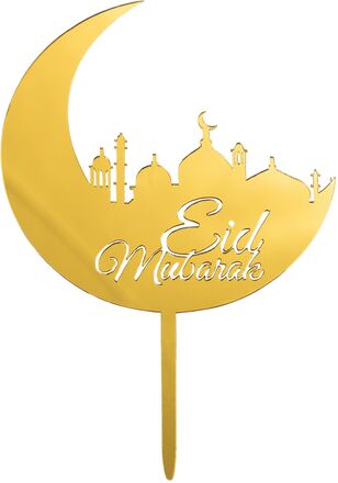 Eid Mubarak Cake Topper i Akrylplast - Guld