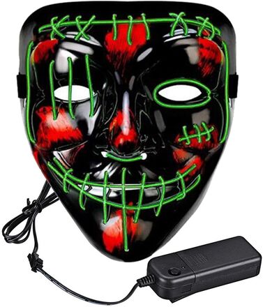 El Wire Purge 2 LED Mask - Mörkgrön