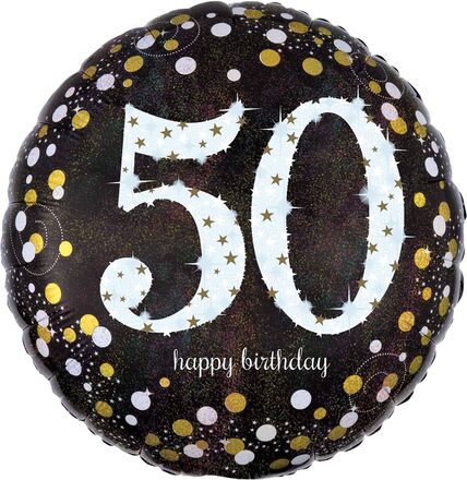 Folieballong 50 Happy Birthday Silver Sparkling