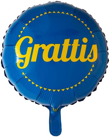 Folieballong Grattis Blå/Gul