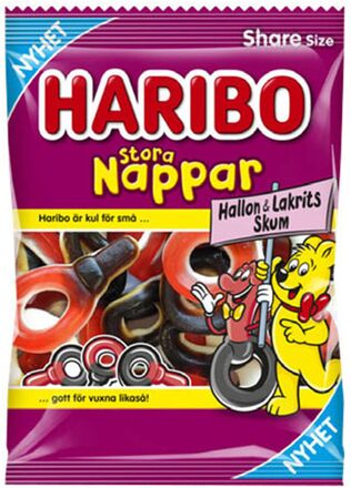 Haribo Stora Nappar Hallon/Lakrits