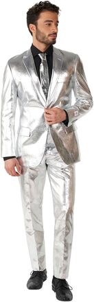 OppoSuits Shiny Silver Kostym - 58