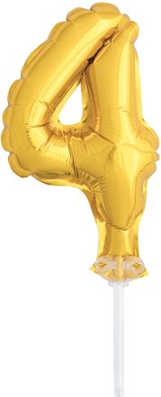 Tårtdekoration Sifferballong Mini Guld - Siffra 4