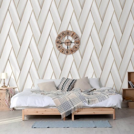 DUTCH WALLCOVERINGS Tapet Geometric vit och guld