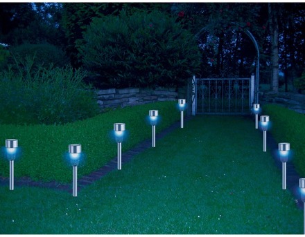 HI Trädgårdsbelysning solcell LED 8-pack rostfritt stål
