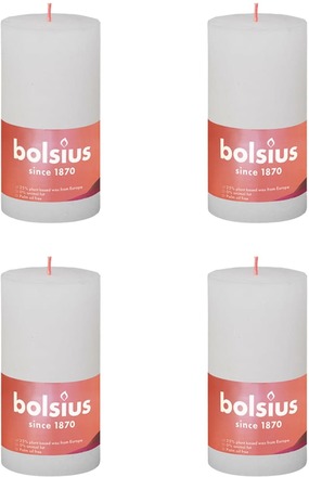 Bolsius Rustika blockljus 4-pack 130x68 mm molnvit