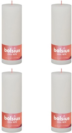 Bolsius Rustika blockljus 4-pack 190x68 mm molnvit