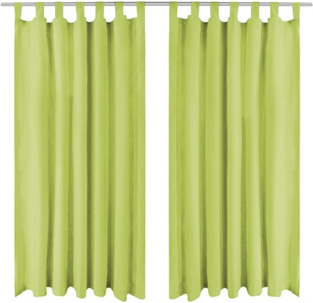 vidaXL Mikrosateng gardiner med hemper 2 stk 140x225 cm grønn