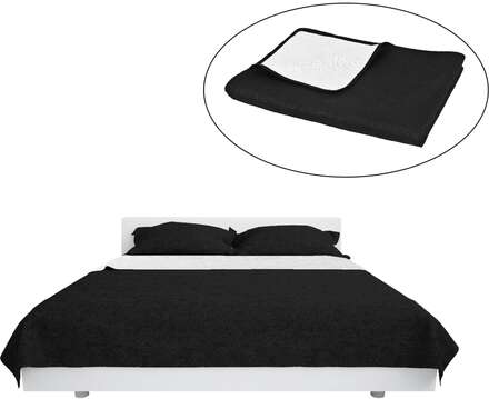 vidaXL dobbeltsidig vattert sengeteppe 220x240 cm svart og hvitt