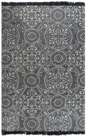 vidaXL Gulvsteppe kilim-vevet bomull med mønster 160x230 cm grå