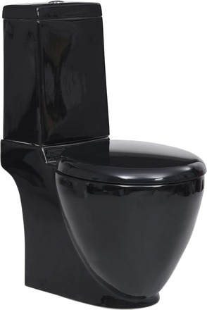 vidaXL Vaso WC in Ceramica con Scarico Dietro Nero