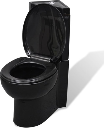 vidaXL Hjørne toalett, keramisk, svart