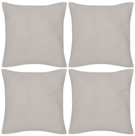 vidaXL 4 Beige putetrekk, bomull 50 x 50 cm