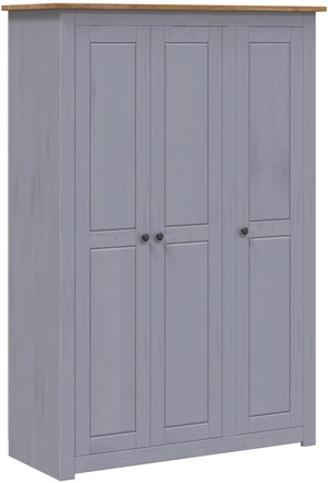 vidaXL Garderobeskap 3 dører grå 118x50x171,5 cm furu Panama Range