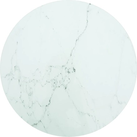 vidaXL Bordsskiva vit Ø50x0,8 cm härdat glas med marmortextur
