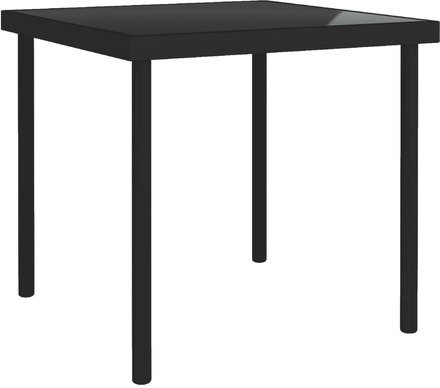 vidaXL Matbord för trädgården svart 80x80x72 cm glas och stål